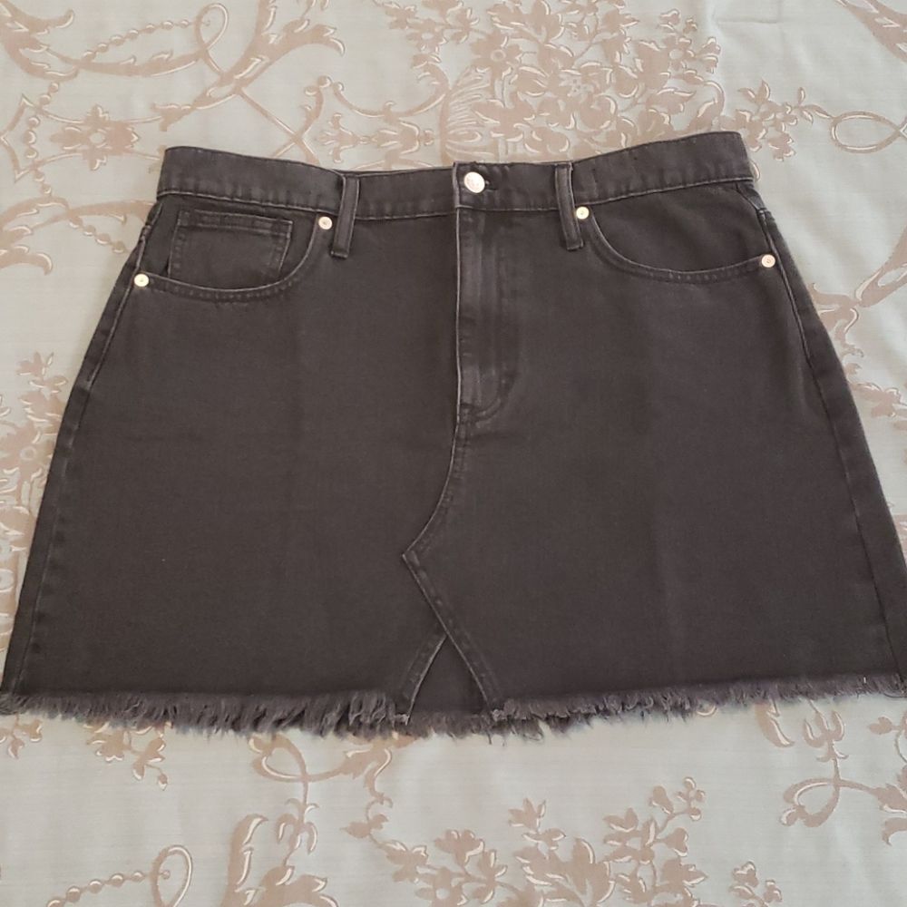 Madewell Rigid Denim A-Line Black Mini Skirt Women Size 32